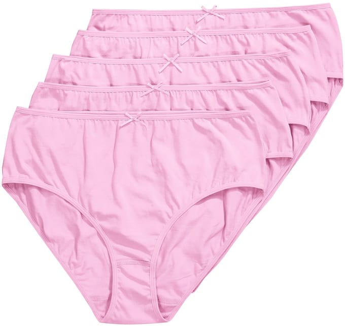 Ulla Popken - Dames - Midislips set van 5 effen - Oudroze - Maat 46+