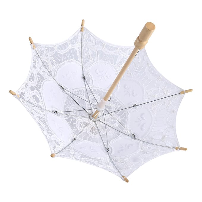 Lady Wedding Lace Umbrella Parasol Zonneschermen Feest Bruidsfoto's Decor(Wit Klein) Small wit