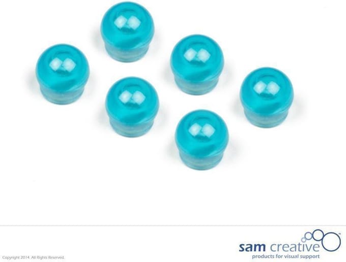 Sam Creative Whiteboard Magneten - Bol - 15 mm - Blauw - 6 stuks - Magneten