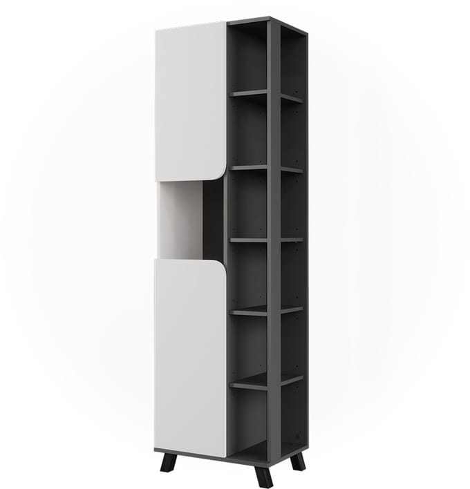 Vicco Karen Hoge kast – 50 x 175 cm met 2 deuren Antraciet/wit