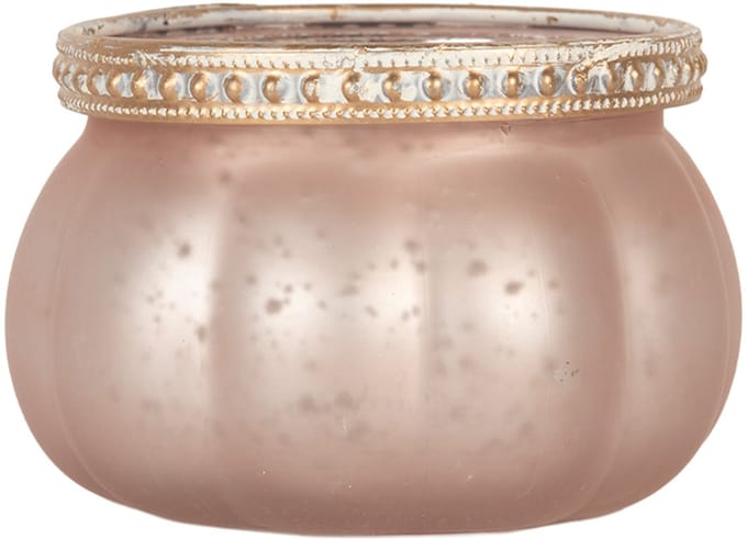 Clayre & Eef Waxinelichthouder Ø 9x6 cm Roze Glas