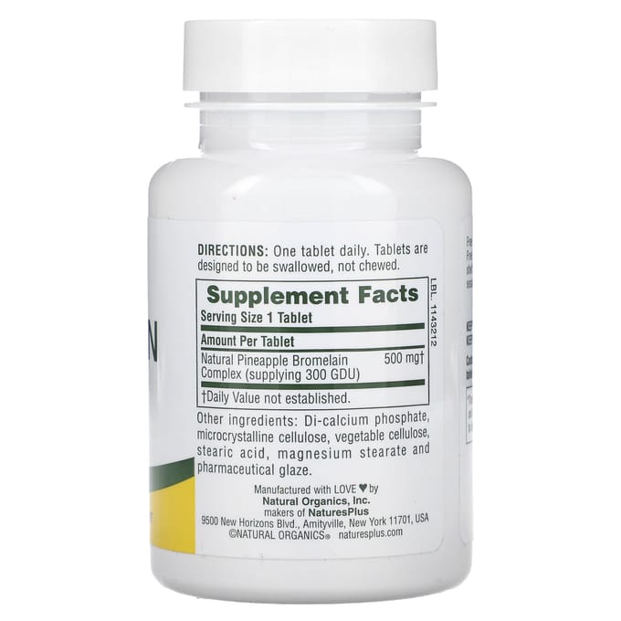 Nature's Plus - BROMÉLAINE 500 mg, 60 comprimés