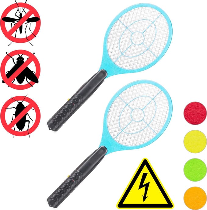 2x elektrische vliegenmepper - tegen muggen, insecten & vliegen - blauw -