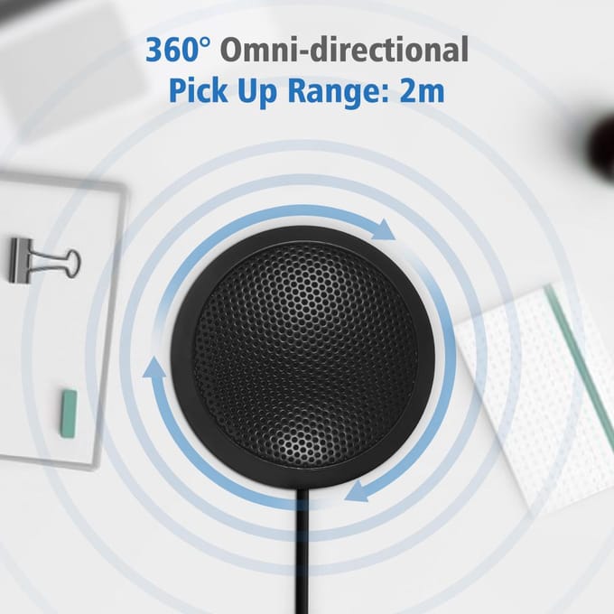 Docooler EY-550 Microphone omnidirectionnel de bureau avec prise jack 3,5 mm pour enregistreur d'ordinateur de bureau noir