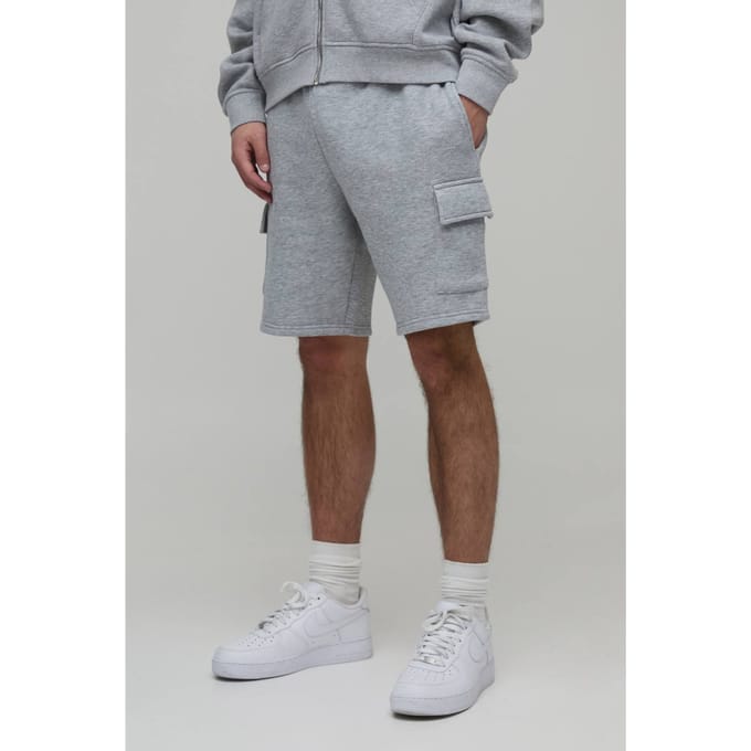 Essential Slim Fit Cargo Jersey Short | Grey Marl | Size 2XL