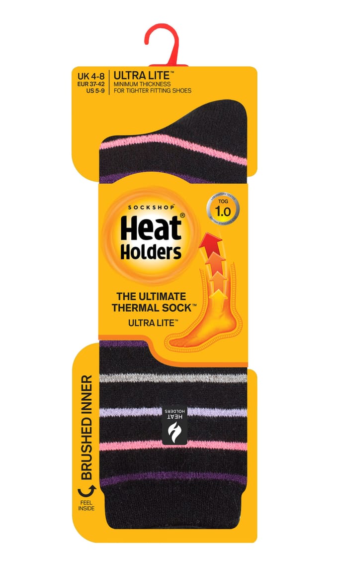 Heat Holders Dames Ultra Lite thermo geklede sokken - Zwart (Riga)