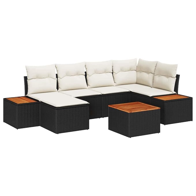 vidaXL Tuin Sofa Set 7 st Zwart poly rattan