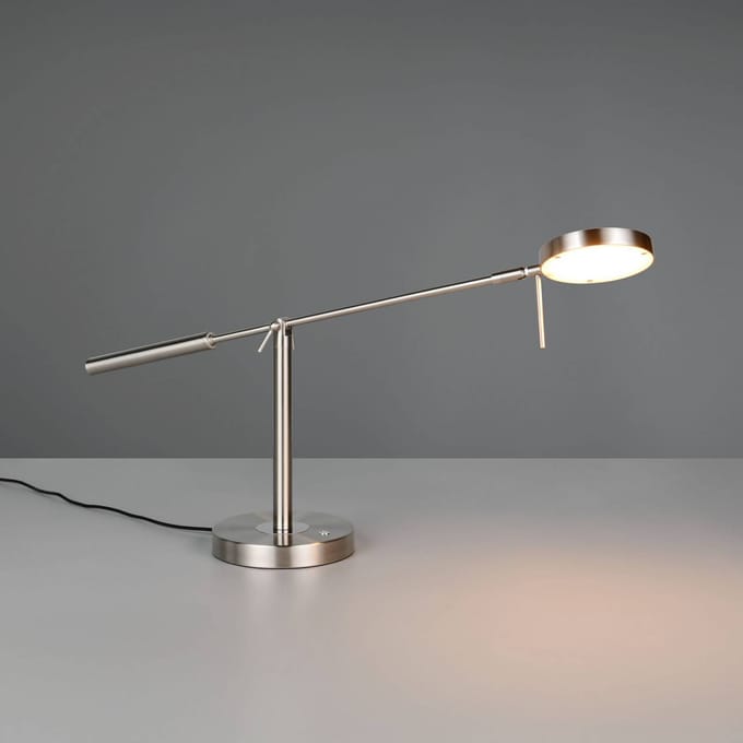 Trio Lighting LED tafellamp Monza, nikkelkleurig, hoogte 52 cm, metaal