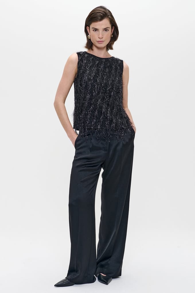 ZENGGI Lurex Sleeveless Top Black Größe: S | Blusen Outlet | Damen | Schwarz