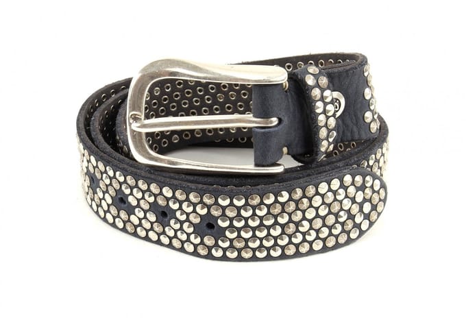 b.belt Leren riem Zoe Silver Stud Belt W80 Navy donkerblauw