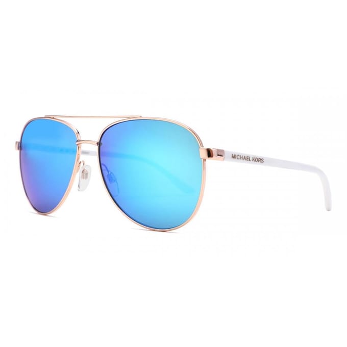 Michael Kors Aviator Womens Rose Gold White Blue Mirror Zonnebril