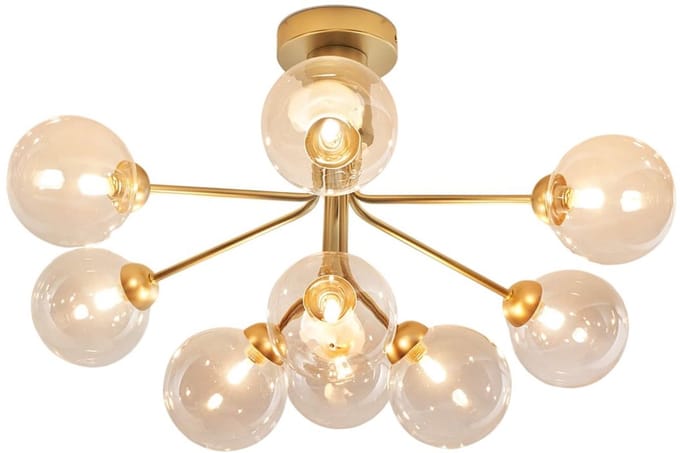 Kosilum - Audrey - Lamp - Transparant en goud - Metaal en glas