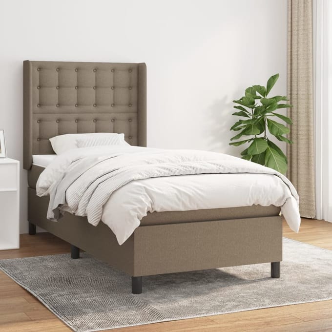 vidaXL - Boxspring - met - matras - stof - taupe - 80x200 - cm