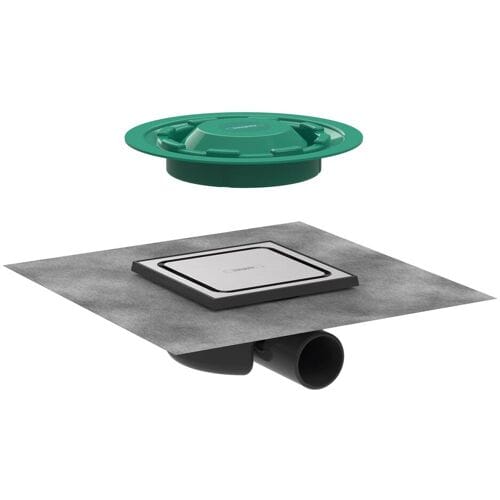 Hansgrohe RainDrain Spot - Doucheput met rooster 15x15 cm, geborsteld rvs 56055800