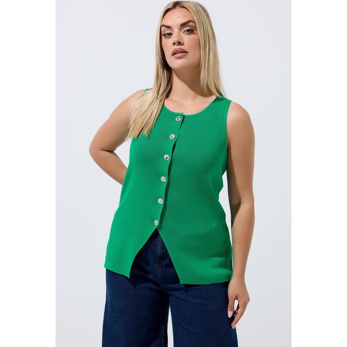 Limited Collection Groene Compacte Gebreide Gilet Size 42