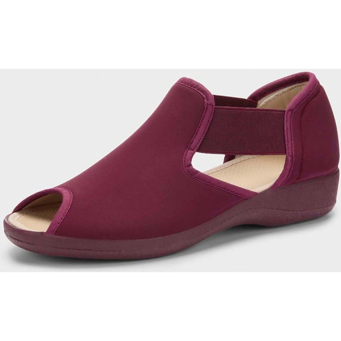 Pantoffels met elastiek en zool met grip - bordeaux - Gr. 36 van Goldner Fashion