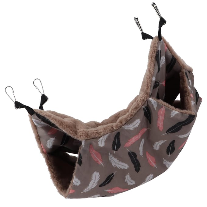 Petit Animal Hamac Double Couche Doux et Confortable Hamster Suspendu Lit Chaud avec Métal Fixé S gray