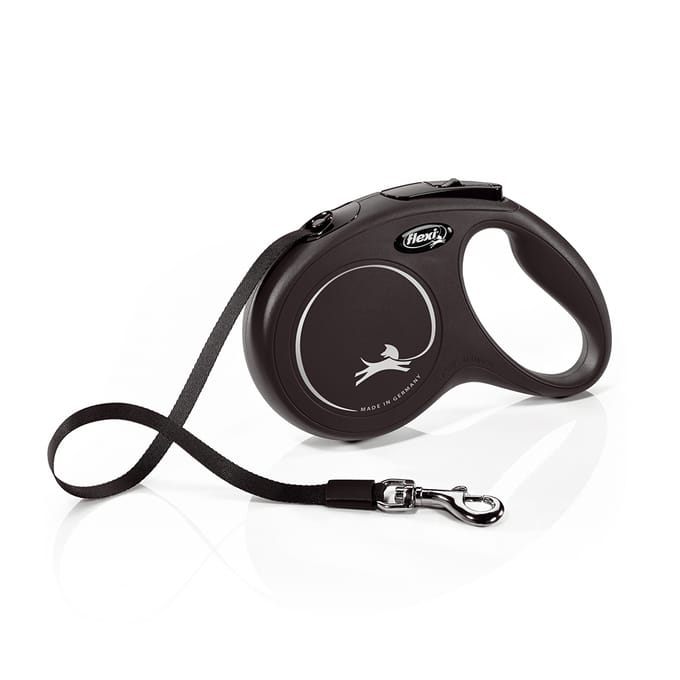 Flexi Classic Tape - Rollijn Hondenriem - Zwart - M - 5 Meter - Middelgrote Honden