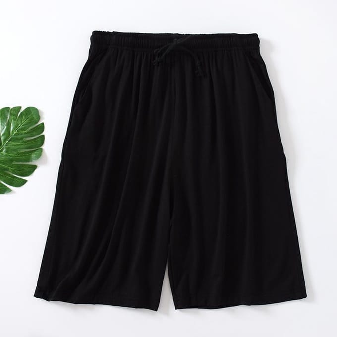 Heren Losse Shorts Dun Elastisch Ademend Stretch Snel drogend Casual Plus Size Pyjamabroek Strand Shorts 5XL black