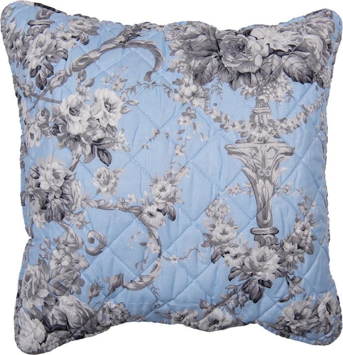 Clayre & Eef Kussenhoes 50x50 cm Blauw Polyester Bloemen