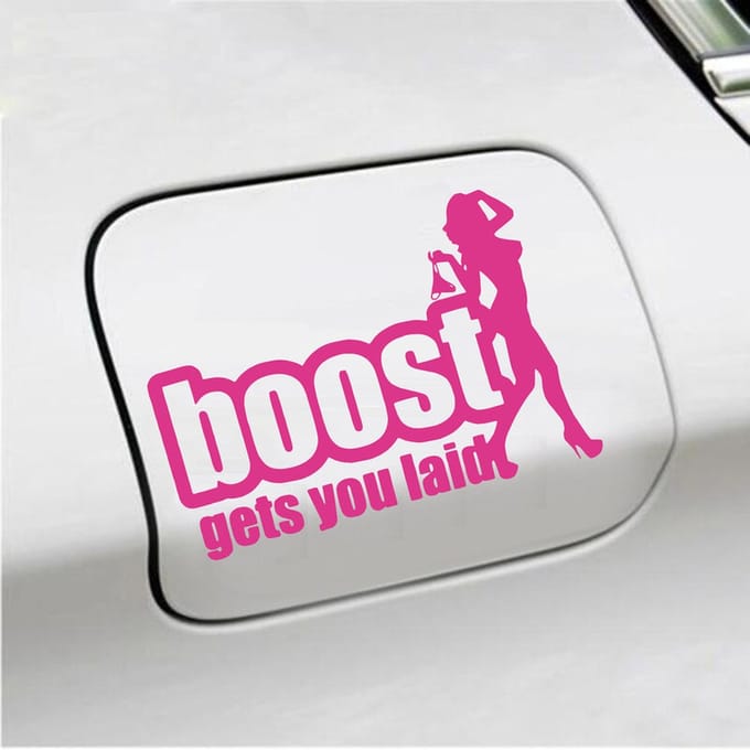 Bumpersticker - Boost Get You Laid - 13 X 18 - Roze