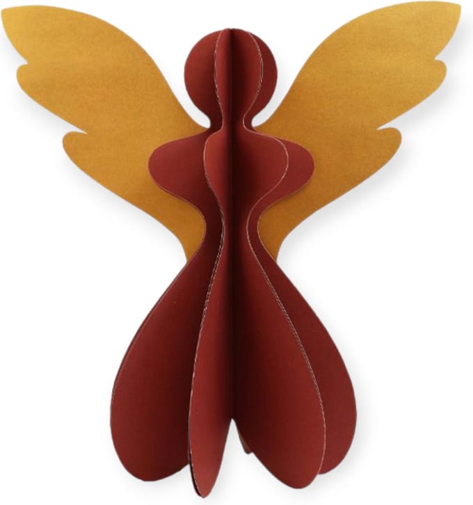 Imbarro - Kerstengel - 3D - XL - 46cm - Goud/Aubergine - Karton