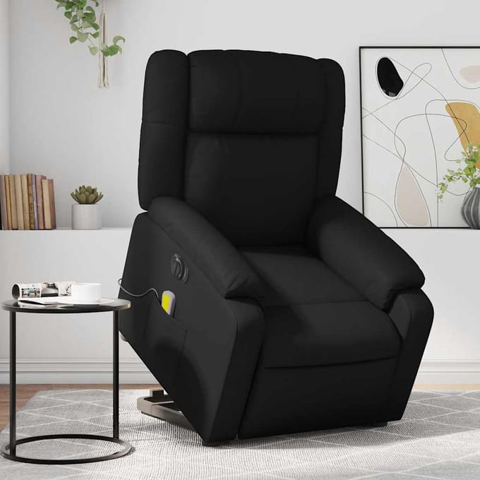 vidaXL - Sta-op-massagestoel - elektrisch - kunstleer - zwart
