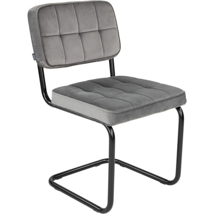 KICK® IVY Eetkamerstoel – Velvet – Buisframe – Grijs
