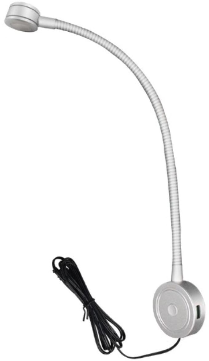 Hollex LED Leeslamp met USB Chroom 10-30V 1,5W ww