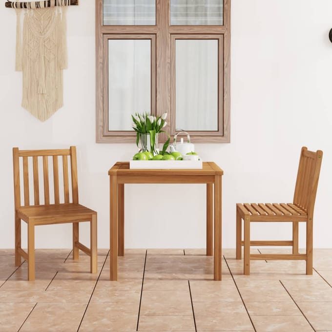 vidaXL - 3-delige - tuinset - 80x80 - cm - massief - teakhout