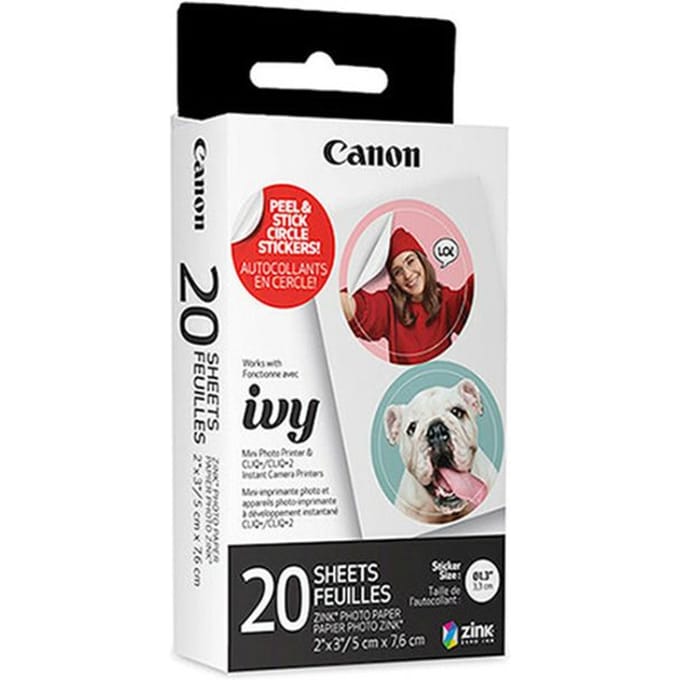 Canon ZINK Circle - Instant fotopapier - Zelfklevend - Voor Zoemini - Origineel - Cirkel formaat - 20 sheets - 40 stickers