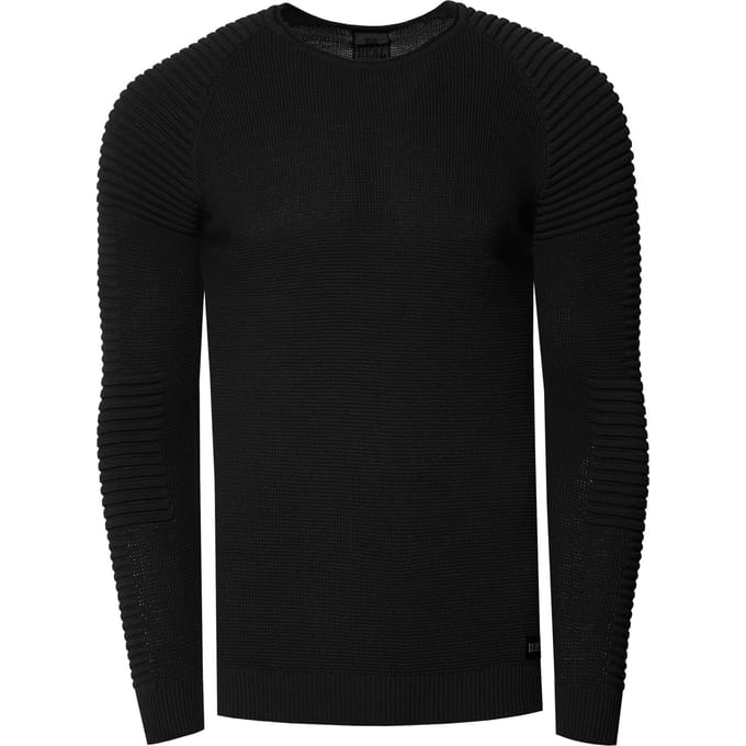 Slim fit fijngebreide biker trui met ronde hals