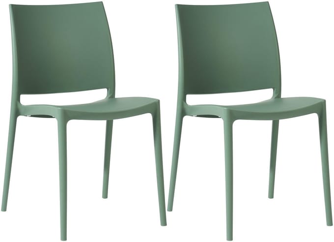 CLP Meton Set van 2 Tuinstoelen - Stapelbaar - Onderhoudsvriendelijk - Weerbestendig - olijf