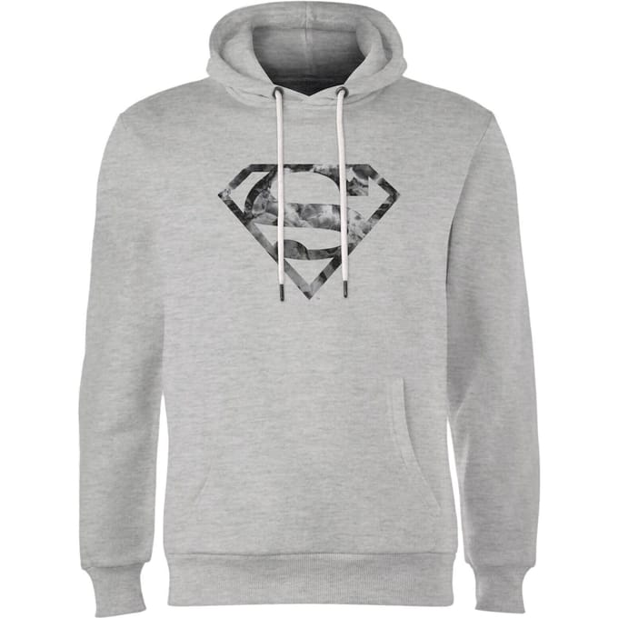Marble Superman Logo Hoodie - Grey - S