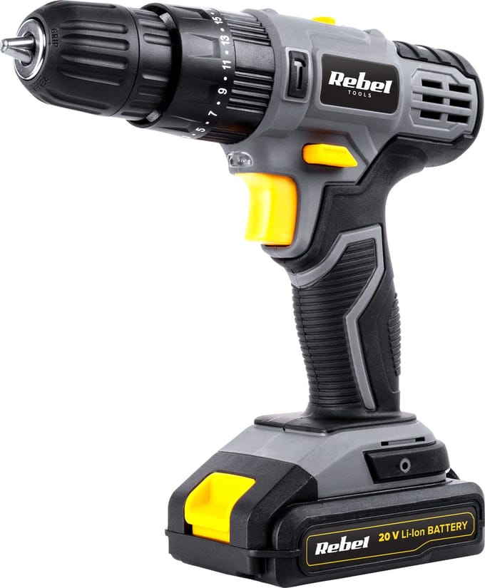 Rebel Tools - Accuboormachine - 20V 2A - Snelwissel Boorkop - Inclusief 13 Boorbits