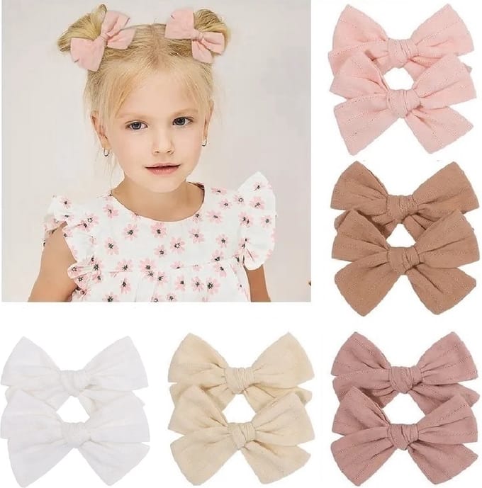 10 Stuks - Meisjes Haarspeldjes - Haarclipjes - Strik - Roze Beige Wit