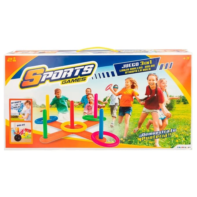 Set van 3 multi-sportspellen voor buiten: ringen, bowling, ballenvanger Alpino