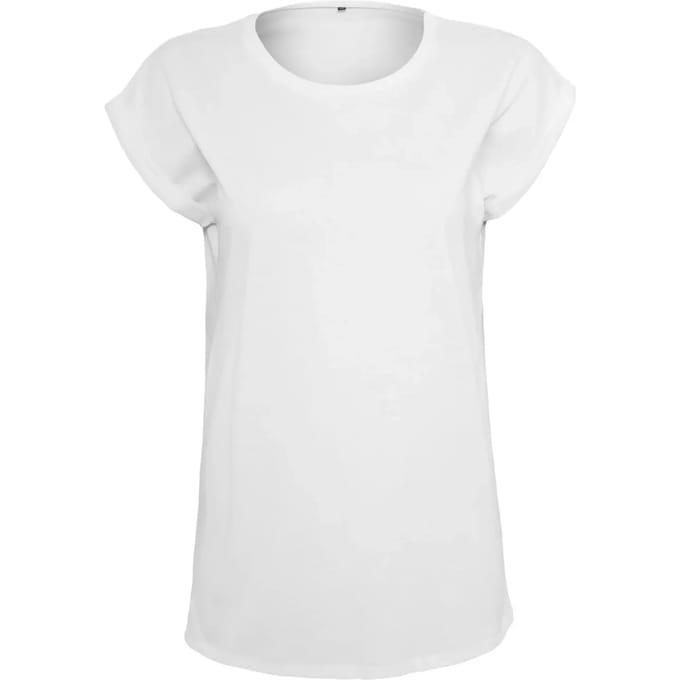 Build Your Brand - Extended Shoulder Dames T-shirt - White maat S
