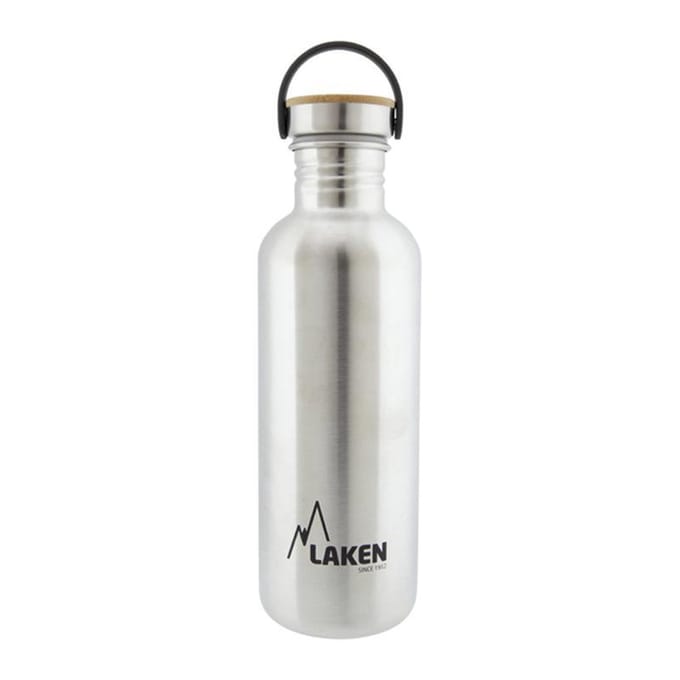 RVS fles 1L Basic Steel Bottle - Bamboo Cap - Laken - roestvrijstaal - waterfles - drinkfles