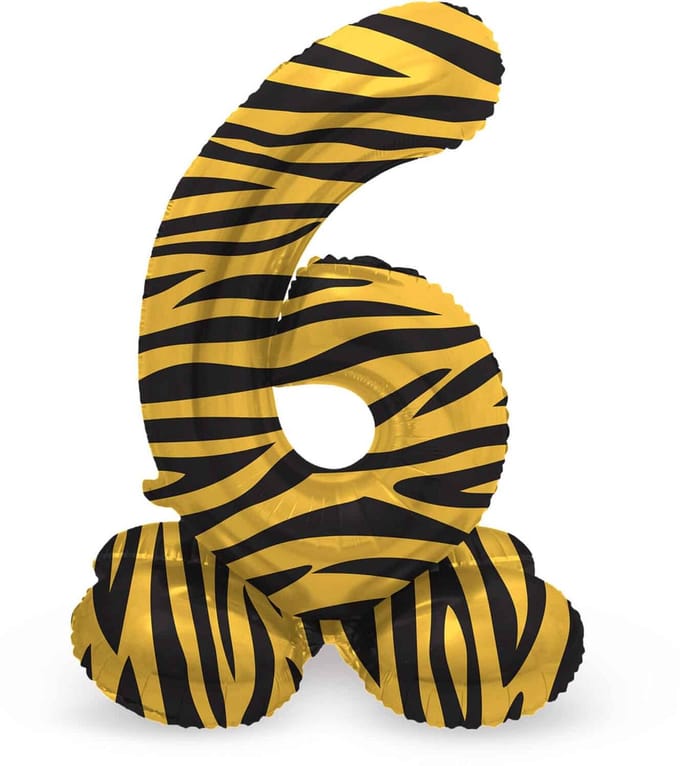 Staande Folieballon Cijfer 6 Tiger Chic - 72 cm