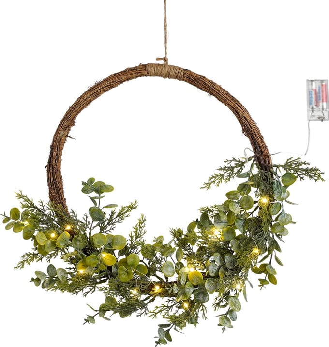 Wreath led green 15L TIPS 49 battery operated - h7xd45cm