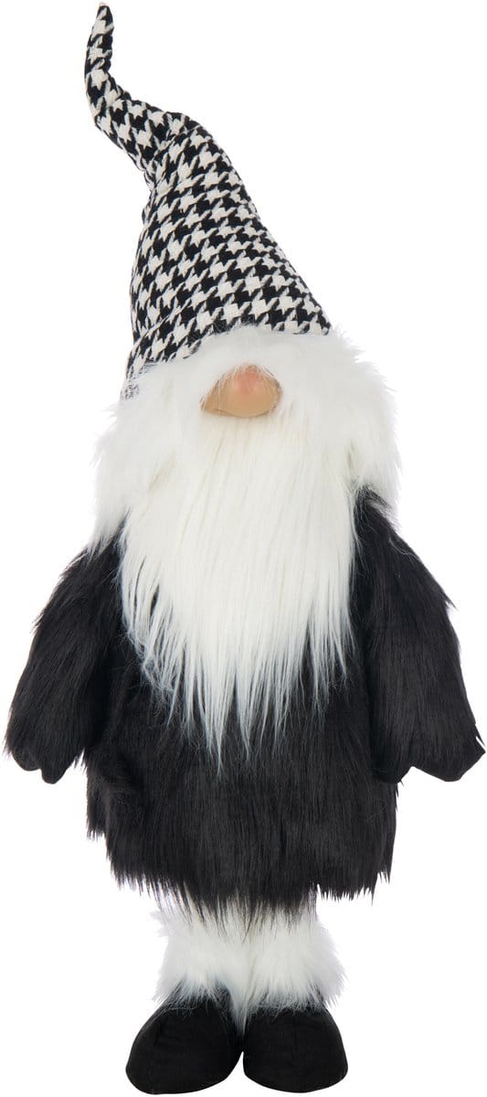 J-Line figuur Kerstman Pied-De-Poule - polyresin - wit/zwart