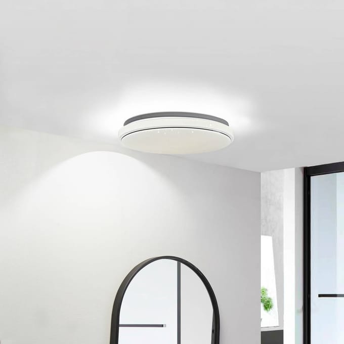 Lindby LED plafondlamp Glamo, Ø 39 cm, chroom, wit, IP44