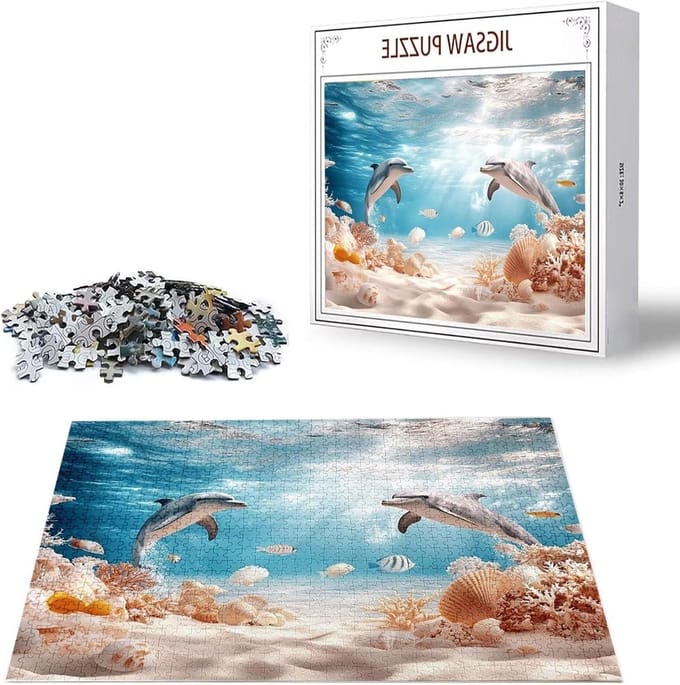 Dolfijnenpuzzel - Legpuzzel - Ontspanning thuis - Letters op achterkant - 3000 stukjes - Meerdere kleuren