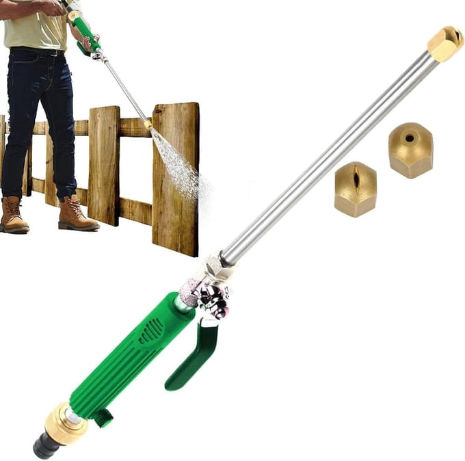 Drukmondstuk waterslang - Sproeikop - Terras reinigen - Verstelbare straal - 437 cm - Zilverkleurig