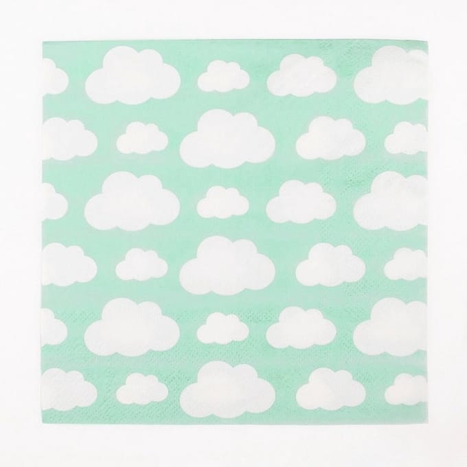 Servetten wolken | Wolken | Servet | Mint | 33x33 | mintkleurig
