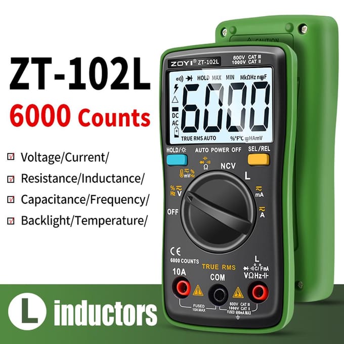 Digitale multimeter LCD-scherm met achtergrondverlichting Handmultimeter Professioneel 6000 tellingen True RMS veelkleurig