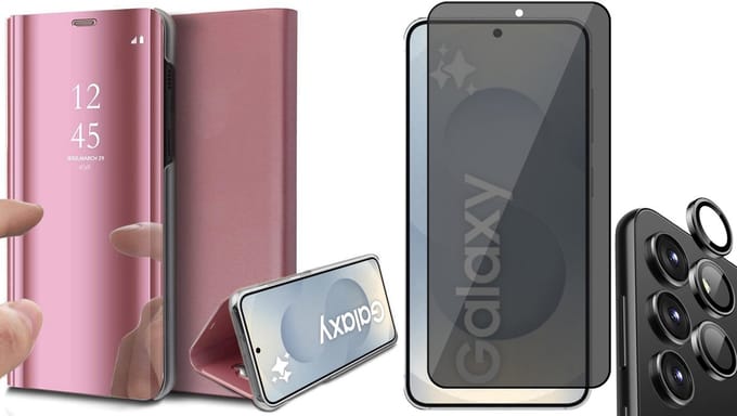 Hoesje geschikt voor Samsung Galaxy S25 - Privacy Screenprotector Volledig Dekkend Glas & Camera - Spiegel Book Case Rosegoud