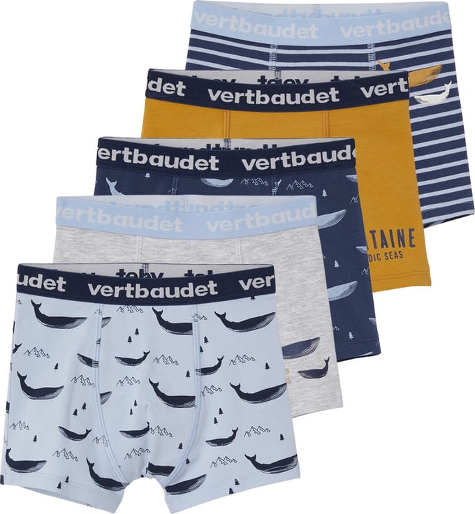 Vertbaudet Set van 5 stretch jongensboxers walvissen