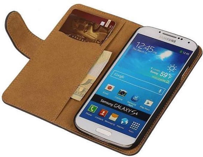 Bark Bookstyle Wallet Case Hoesje Geschikt voor de Samsung Galaxy S4 i9500 Grijs